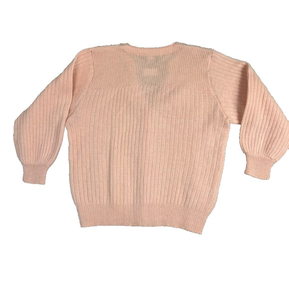 Victoria Jones Cardigan Sweater PM Pink Lambswool Angora Rabbit Hair Button Up - Picture 2 of 7
